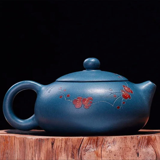 Yixing Zisha Blue Teapot – Handcrafted Purple Clay